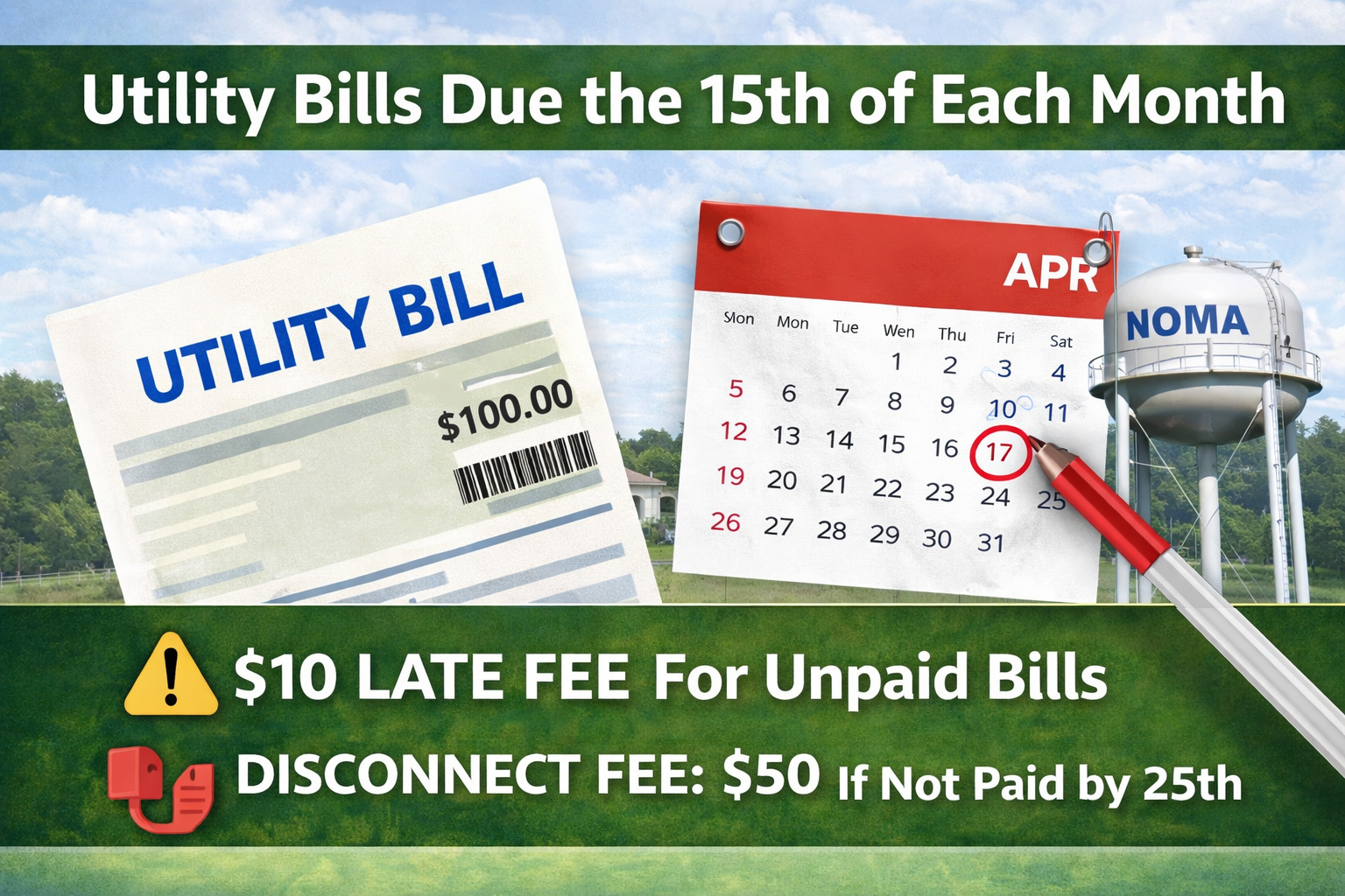 Utility Bills Due the 15th of Each Month